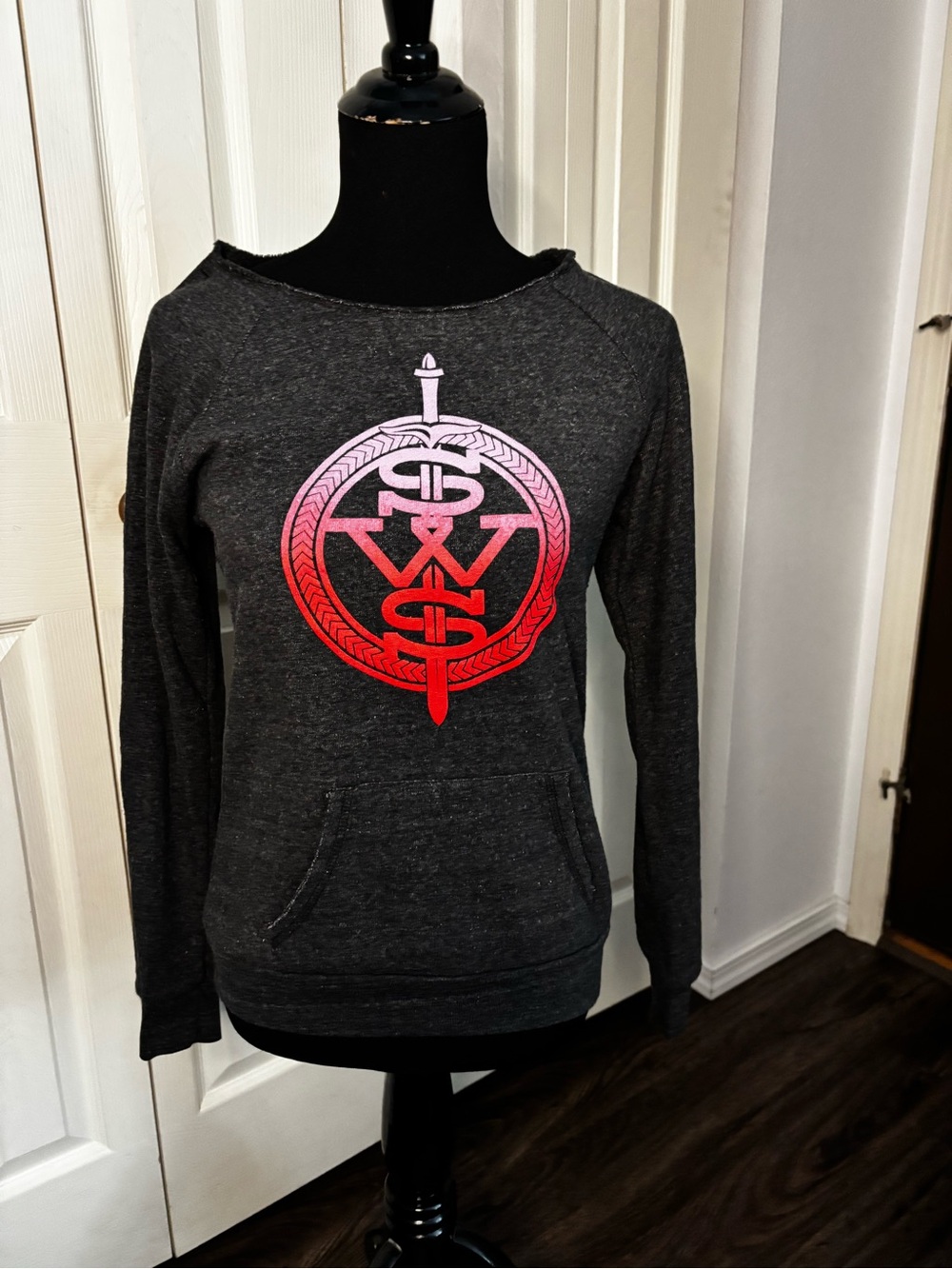 Alternative Earth Charcoal Sweatshirt with Red Ombre Emblem